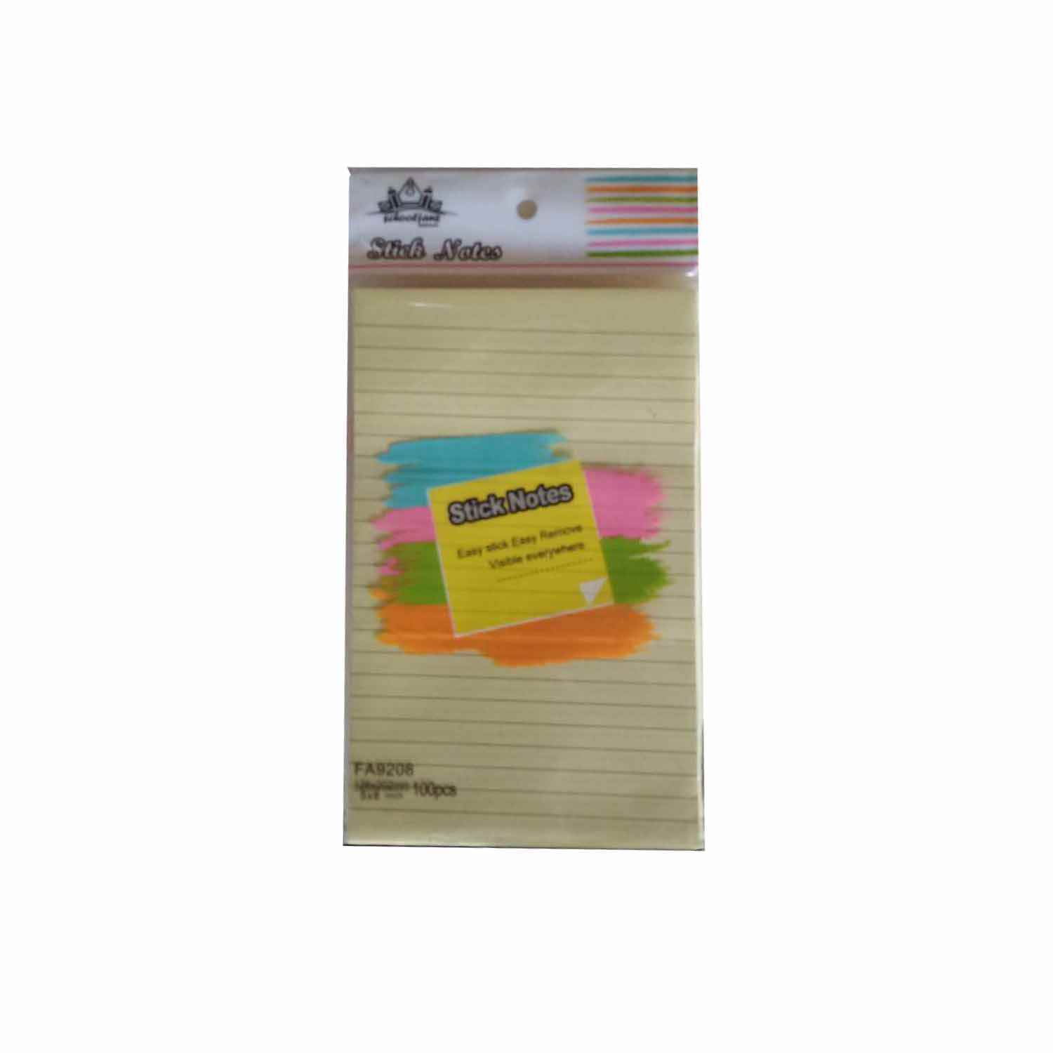 پست ایت100برگ 202*126 خط دار زرد اسکول فنز کد9208