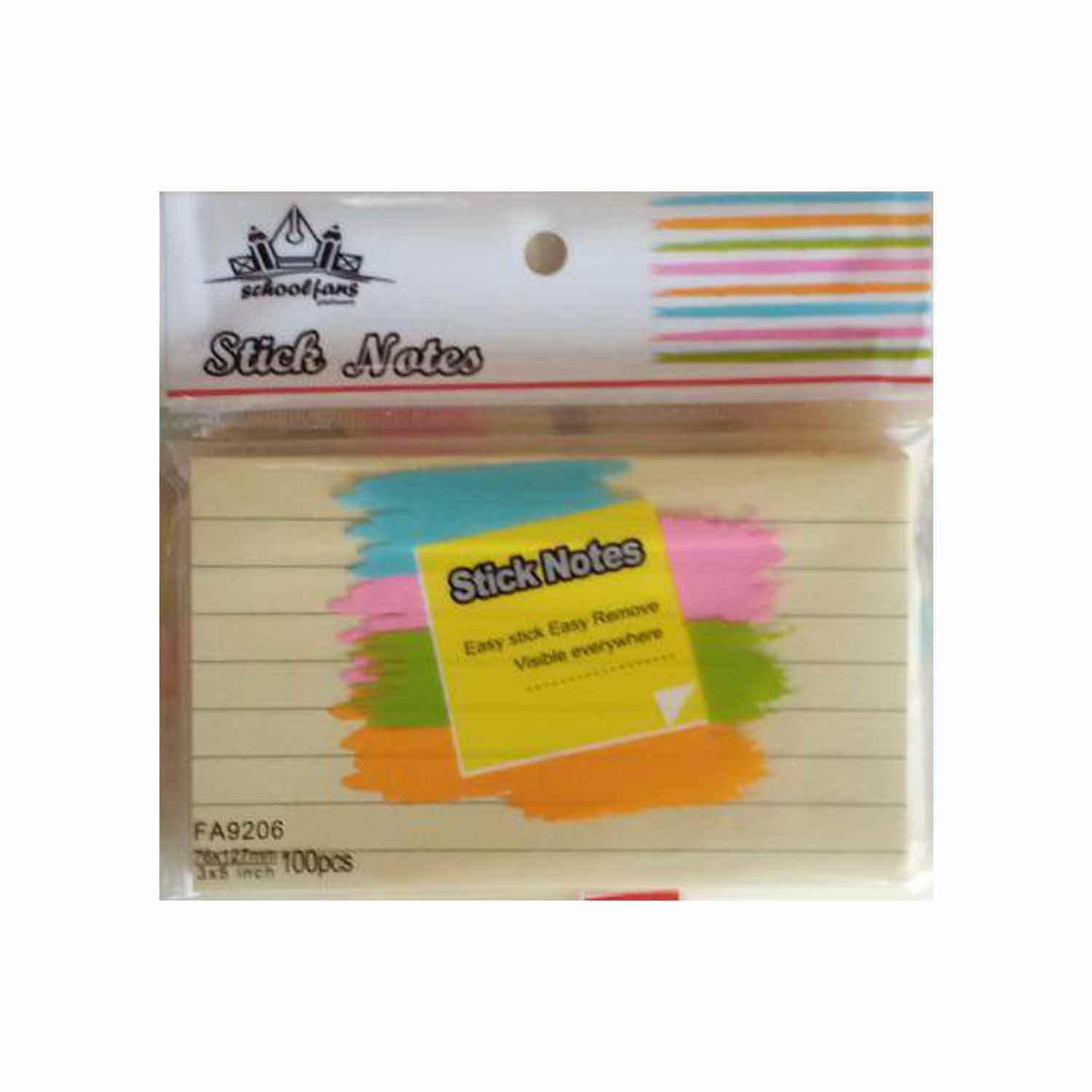 پست ایت100برگ 127*76 خط دار زرد اسکول فنز کد9206